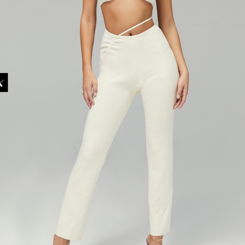 IVORY RIB KNIT TROUSERS